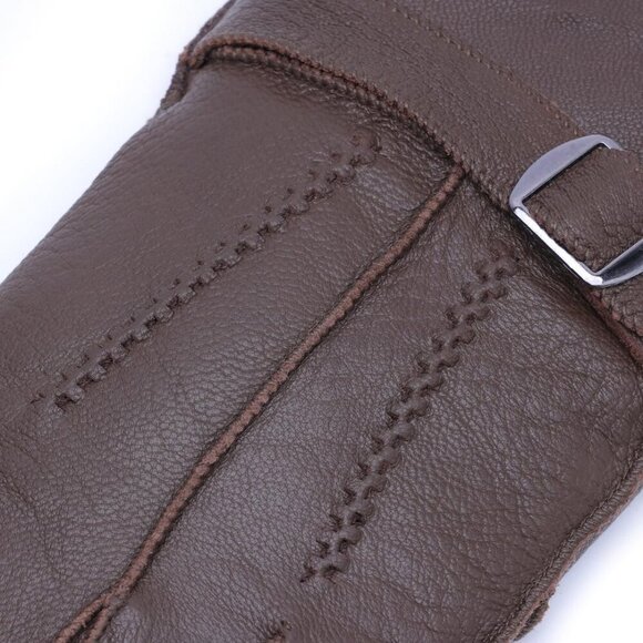 Harssidanzar Men's Winter Leather Gloves Sheepskin Warm Shearling Lined SM04 - Picture 5 of 8